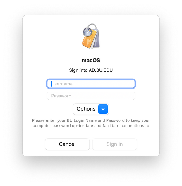 Screenshot of the extension's username and password prompt.