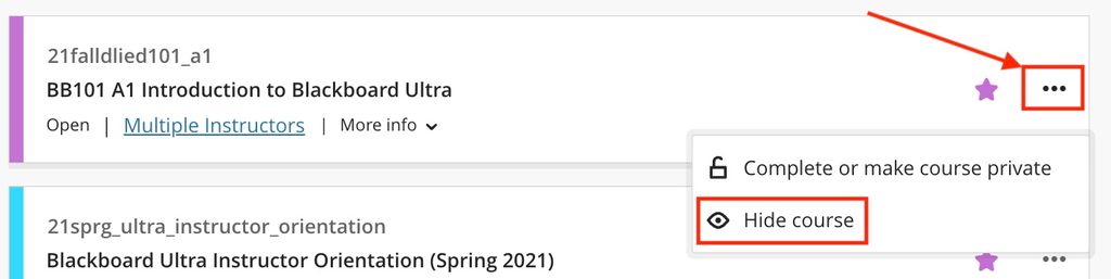hiding a course in blackboard learn
