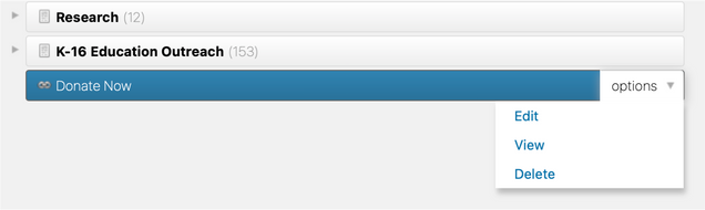 screenshot of options menu for added link