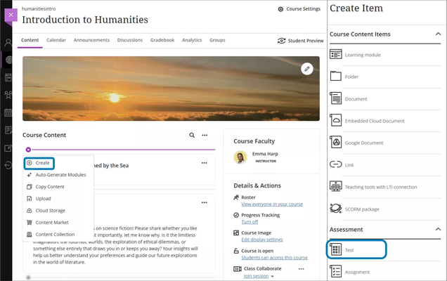 image of Course Content page