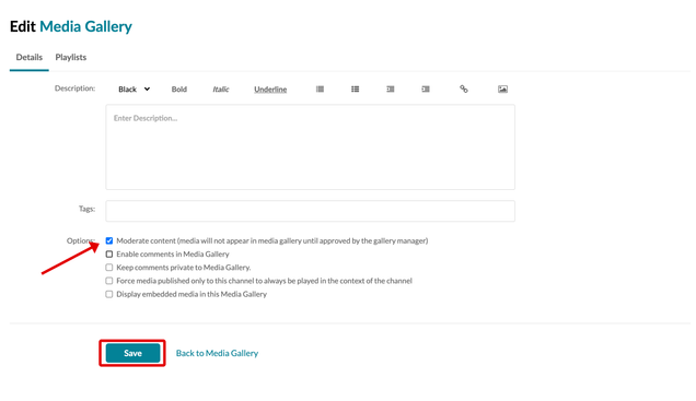 In the Options section, check the box next to Moderate content