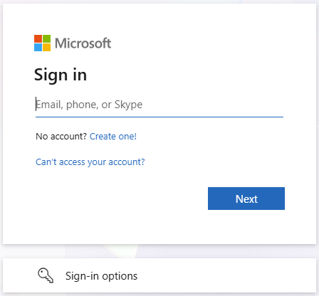 Microsoft Sign In Page