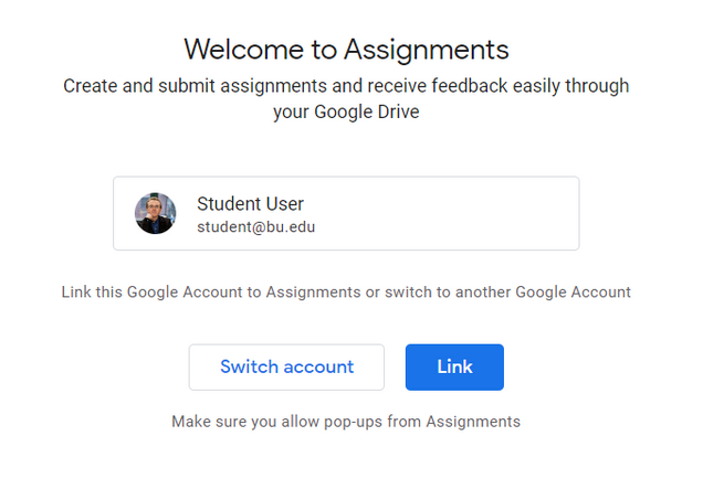 how to link BU google email with google assignments