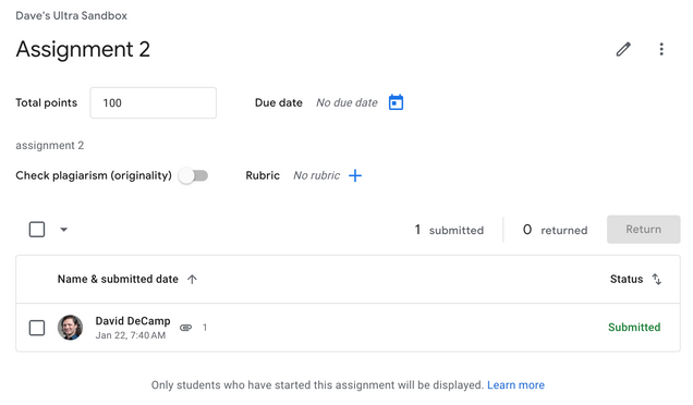 google assignments instructor view, manage submissions