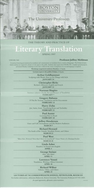 1997 Lecture Series in Literary Translation poster.