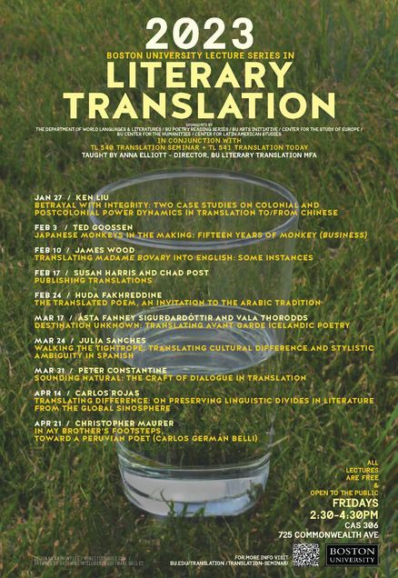 2023 Lecture Series in Literary Translation poster.