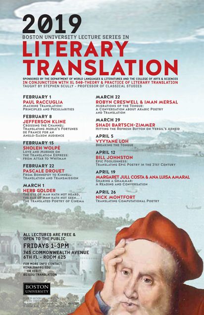 2019 Lecture Series in Literary Translation poster.