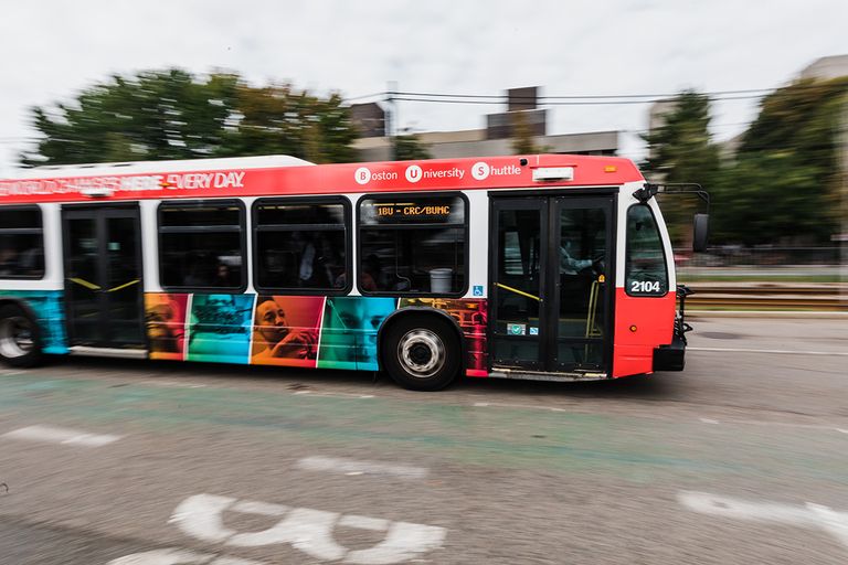 BU Bus on Commonwealth Ave