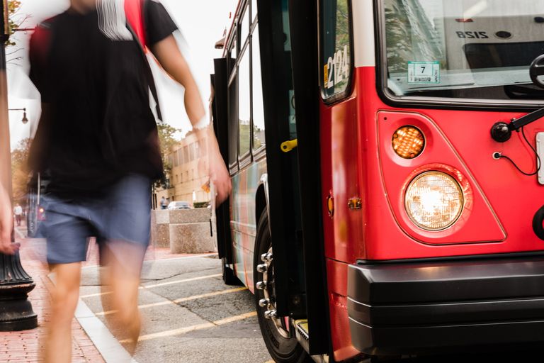 Student exiting the bus