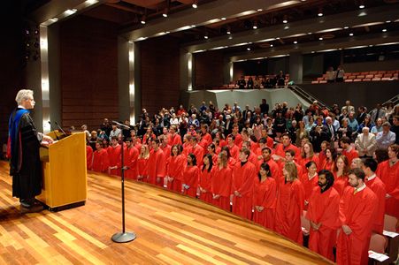 Phi Beta Kappa Initiation with graduates in their red robes