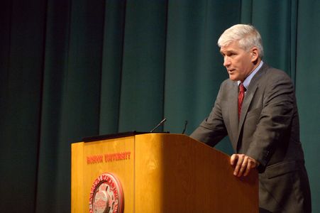 Andrew Bacevich at the podium for a lecture