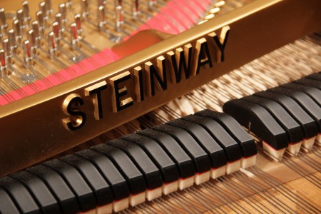 Closeup of inside the Steinway piano