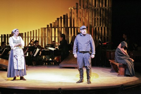 Actors on set of Boston Midsummer Opera
