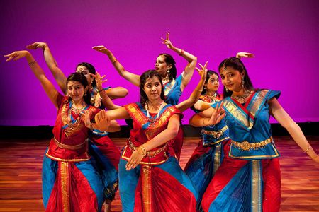 Student dancers in costume from Dheem, classical Indian dance group