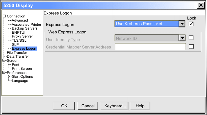 5250 Express Logon session properties
