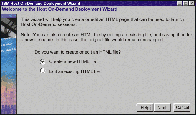 Welcome to the Host On-Demand Deployment Wizard window