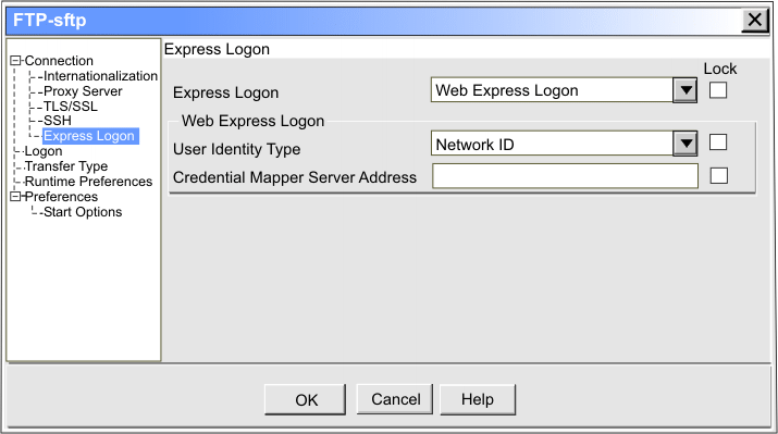 FTP Express Logon session properties