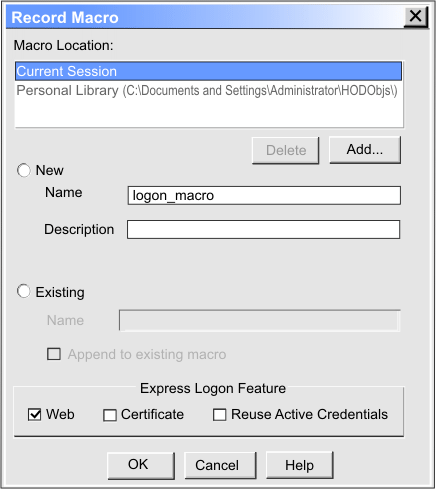 Record macro window
