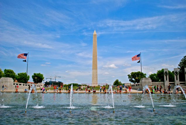 World War Two Memorial looking at the Washington Memorial