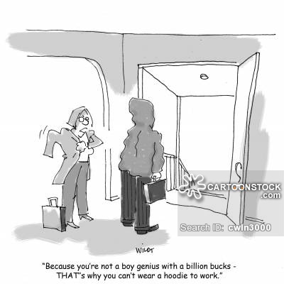 'Because you're not a boy genius with a billion bucks - THAT's why you can't wear a hoodie to work.'