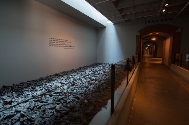 Thousands of shoes the Nazis confiscated from the Jews in concentration camps.
