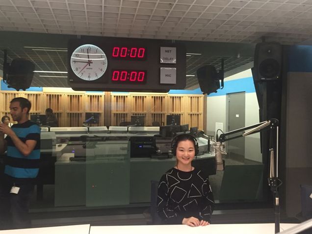 Adeline Yu at a studio in NPR.