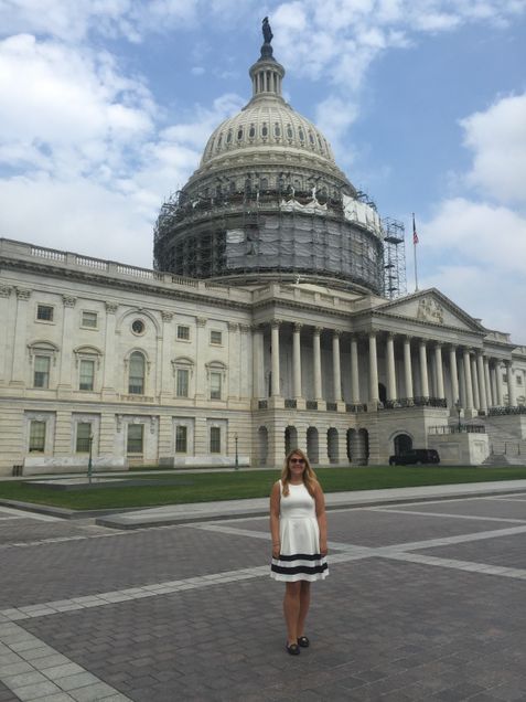 Christina Lucas (CAS '17) at work on Capitol Hill attending a briefing on Russia Sanctions.