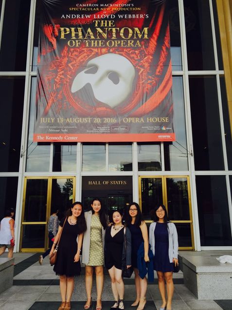 Weihua Li (COM '17) and fellow classmates see a performance of The Phantom of the Opera at The Kennedy Center