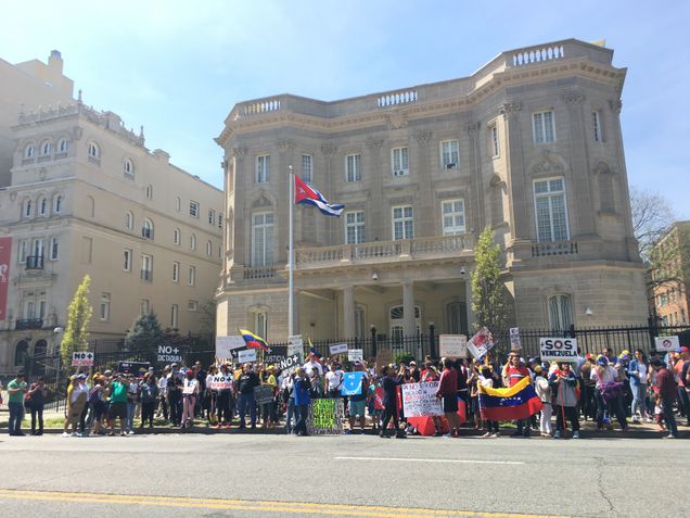 Venezuelans protested outside the Cuban embassy in D.C. on April 15