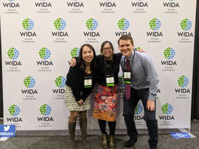 Daina Zhou, Christine Montecilo Leider and Matt Sims at the 2019 WIDA Conference.