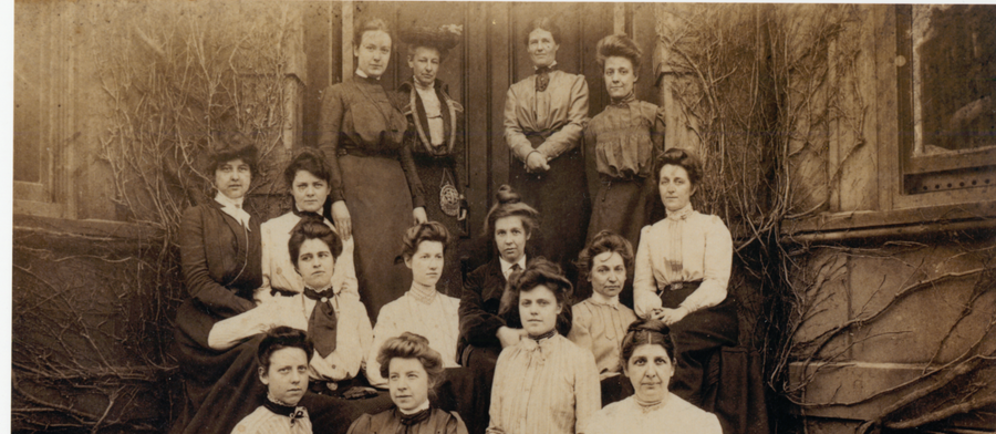 Lucy Wheelock with a group of women