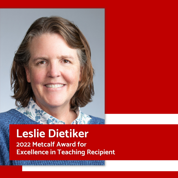 Leslie Dietiker, recipient of the 2022 Boston University Metcalf Award for Excellence in Teaching