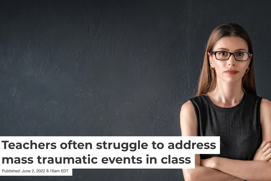 A screenshot of an article from The Conversation. There’s a stock photo with a woman folding her arms.