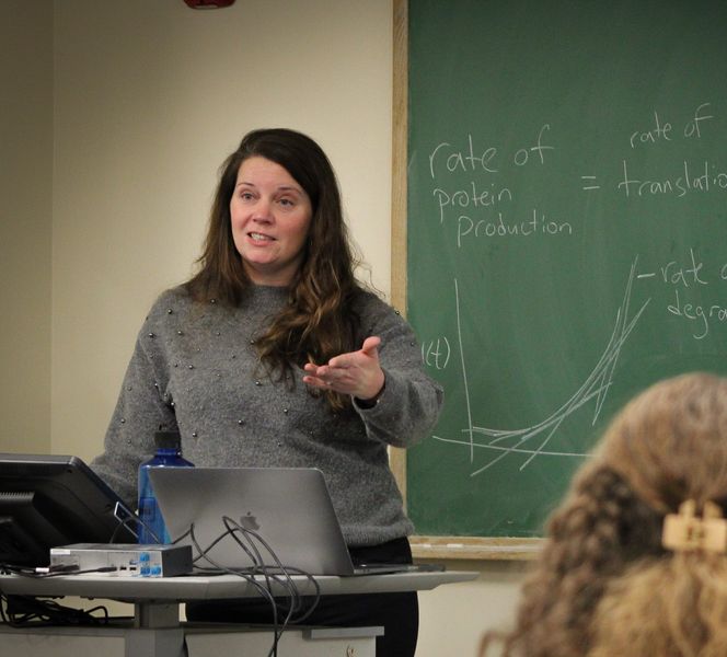 Nancy Nelson teaching in front of class