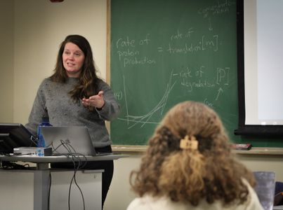 Shows Nancy Nelson teaching a class
