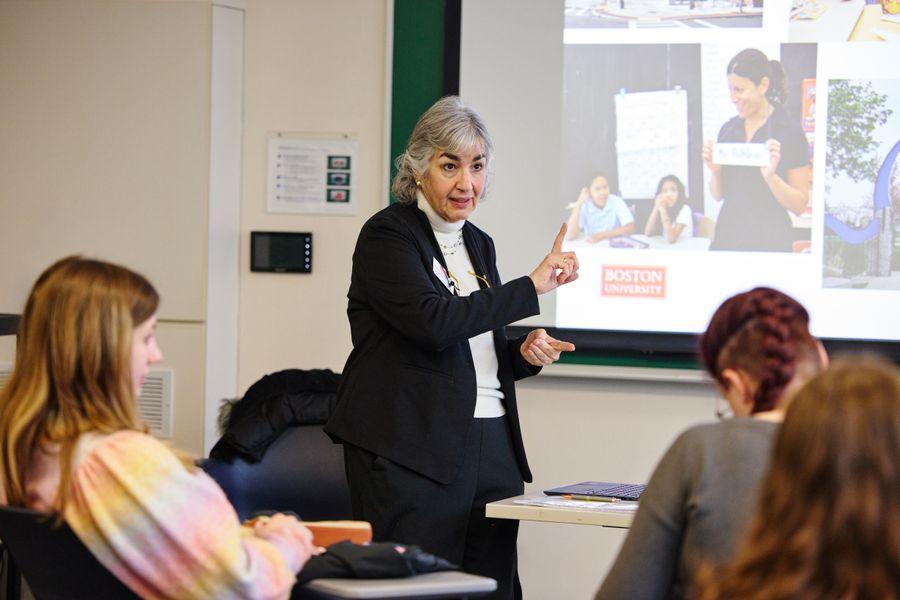 Eleonora Villegas-Reimer teaches a class at BU Wheelock