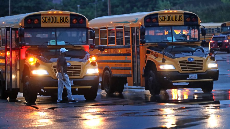Two school buses.