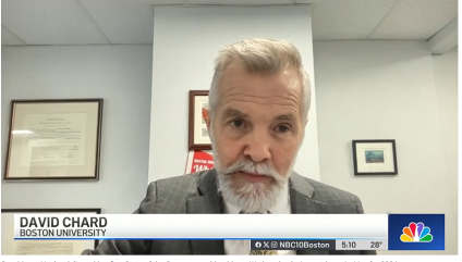 Shows David Chard speaking on a Zoom interview