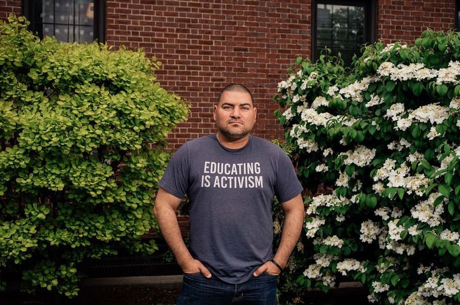 Shows Raul Fernandez standing outside