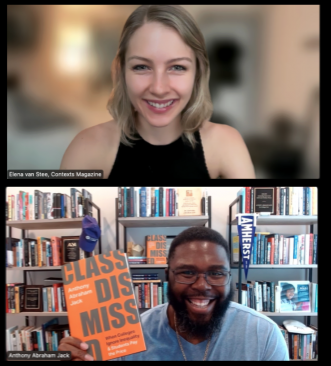 Anthony Jack being interviewed by Emma van Stee on a Zoom call