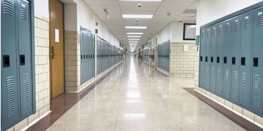 An empty hallway in a school
