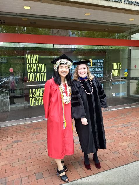 Japanese major, Stacey Lee, with Professor Frederick