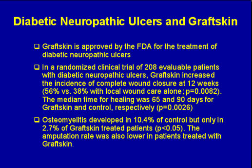 Diabetic neuropathic ulcers and Graftskin