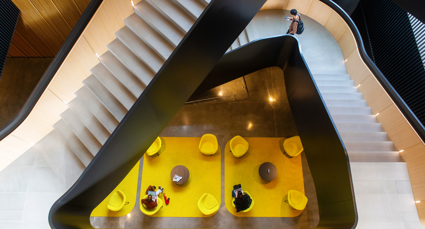 Boston University Center for Data Sciences interior staircase.