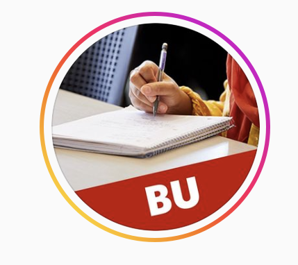 Hand writing with BU logo