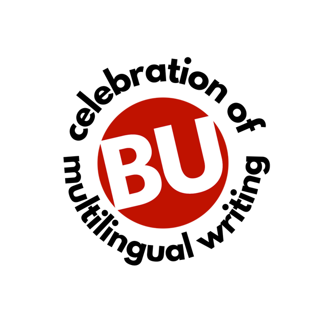 Celebration of multilingual writing (BU) logo